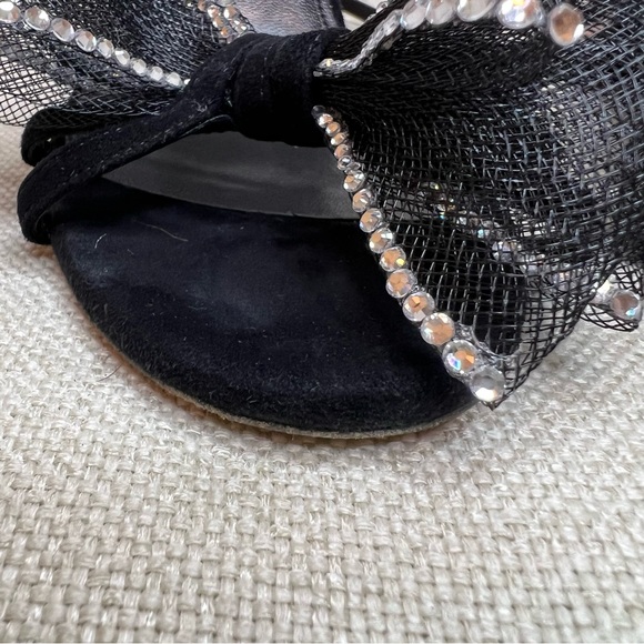 AQUAZZURA Reve Embellished Black Suede Evening High Heel Sandals Bow size 38.5 - Picture 11 of 16